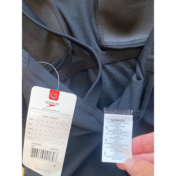 NWT Womens 6 Speedo BLACK "75466" One Piece Swimsuit Bathing Suit - Picture 7 of 7